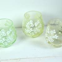 Teelichtglas Teelichthalter Kerzenhalter Kerzenleuchter Windlichtglas grün gelb beige Bild 4