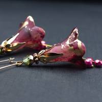 Blütenohrringe, rosa, pink, gold, schilfgrün Bild 5