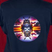 Damen T-Shirt mit Katzen Druck Größe 46 dunkelblau Upcycling Einzelstück Bild 2