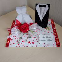 Geldgeschenk - Hochzeitsgeschenk in rot und weiß Hochzeit Geschenkidee - Brautpaar Schachteln Bild 1