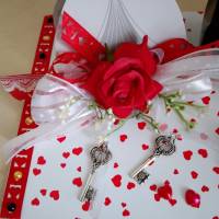 Geldgeschenk - Hochzeitsgeschenk in rot und weiß Hochzeit Geschenkidee - Brautpaar Schachteln Bild 3