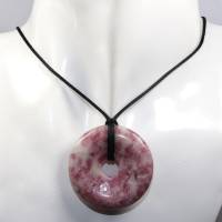 Lepidolith (Donut) | Halskette mit Band --- Stein-Größe: 40 mm Bild 2