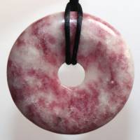 Lepidolith (Donut) | Halskette mit Band --- Stein-Größe: 40 mm Bild 4