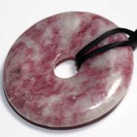 Lepidolith (Donut) | Halskette mit Band --- Stein-Größe: 40 mm Bild 5