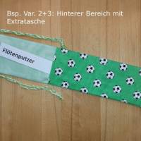 Flötentasche mit Namen, Flötenbeutel - Fußball Motive (mit optionalen Zubehörfach / Fütterung / Halsband) Bild 4