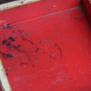 shabby Nähkästchen Nähkasten rot weiß Holz 50er 60er Jahre Bild 9