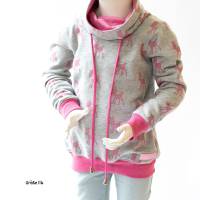 Mädchen Hoodie Größe 116, Kinder Hoodie hellgrau, Sweatshirt für Mädchen mit Wickelkragen, Kinderpullover Bild 2