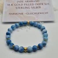 Blaues Jade Armband 18 K gold filled, Jade Schmuck gold Bild 2