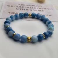 Blaues Jade Armband 18 K gold filled, Jade Schmuck gold Bild 5