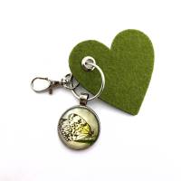 gelber Schmetterling Schlüsselanhänger mit Foto Cabochon und Filzherz Geschenk für Sie Bild 1