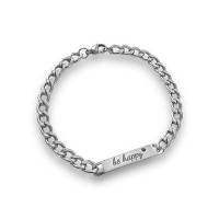 Namensarmband Edelstahl Gravur be happy personalisiert Buchstabenarmband Geschenkidee Armband Silber elegant Damen Bild 1