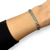 Namensarmband Edelstahl Gravur be happy personalisiert Buchstabenarmband Geschenkidee Armband Silber elegant Damen Bild 2