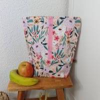 Lunchbag Lunchbeutel Frühstückstasche Vesperbeutel Arbeit Reisen rosa Blumenmuster Geschenke für Sie Bild 3