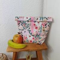 Lunchbag Lunchbeutel Frühstückstasche Vesperbeutel Arbeit Reisen rosa Blumenmuster Geschenke für Sie Bild 5