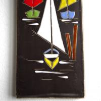 Keramik Wandbild Segelboote HEMA 50er Jahre Bild 3