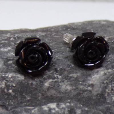 Rosen schwarz   Ohrstecker Ohrringe  