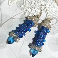Ohrringe blau jeansblau Glasperlen an Silber handgemacht hellblau Bild 1