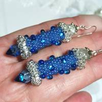 Ohrringe blau jeansblau Glasperlen an Silber handgemacht hellblau Bild 2