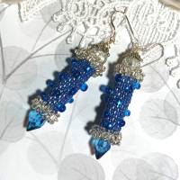 Ohrringe blau jeansblau Glasperlen an Silber handgemacht hellblau Bild 4