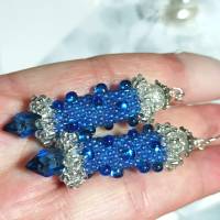 Ohrringe blau jeansblau Glasperlen an Silber handgemacht hellblau Bild 6