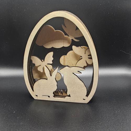 Ostern, Osterhase, Frühling, Schmetterlinge, 3D Optik, Dekoration, handgemachtes 3D Holzbild