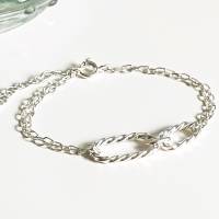925 Silber Armband mit 2 ovalen Ringen, längenverstellbares Silberarmband Bild 3