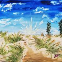 Dünenweg - Am Meer - Originalgemälde in Öl auf Leinwand Keilrahmen, 70 x 50 cm Bild 1