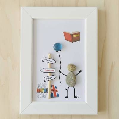 Kieselsteinbild Lehrer – Einzigartiges Geschenk zum Ruhestand & Dankeschön – Personalisiertes Steinbild STB-233