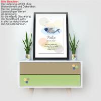 Poster mit Namen Personalisiert mit Taufspruch Geschenk Junge Mädchen Geburt Taufe Fisch DinA4 nr22 Bild 4