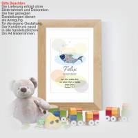 Poster mit Namen Personalisiert mit Taufspruch Geschenk Junge Mädchen Geburt Taufe Fisch DinA4 nr22 Bild 5