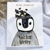 Pinguin Zeugnismappe personalisiert mit Namen, Zeugnisheft Zeugnisordner Bild 1