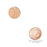 Zamak-Anhänger Münze rose gold 15mm 24K rose vergoldet für Armbänder, Ketten, Ohrringe Bild 2