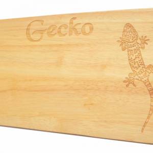 Frühstücksbrett Gecko Gravur Wunschname Holz Brotbrett Servierbrett Küche Design Bild 1