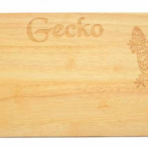 Frühstücksbrett Gecko Gravur Wunschname Holz Brotbrett Servierbrett Küche Design Bild 2