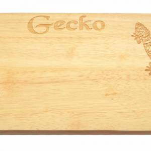 Frühstücksbrett Gecko Gravur Wunschname Holz Brotbrett Servierbrett Küche Design Bild 4