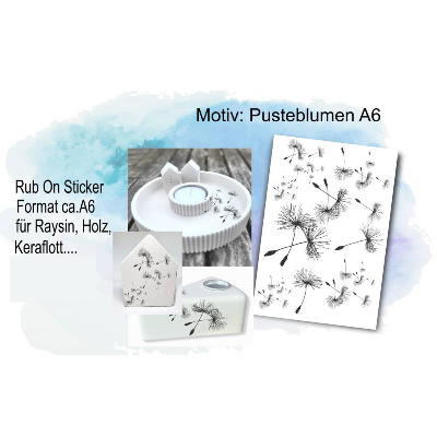 Rub-On Classic / Rub-On Pusteblumen A6, Transfer-Sticker für z.B.Tasse, Emaille,Glas, Gips, Raysin, Keraflott, Holz, DIY