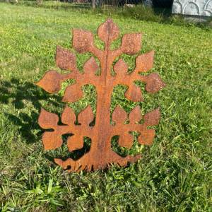 Lebensbaum Gartenstecker aus Metall in Edelrost Gartendeko rustikal Bild 1