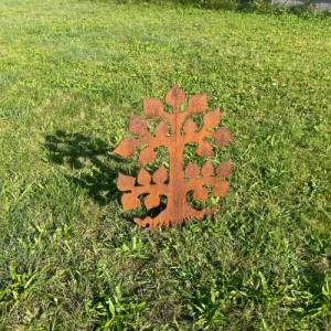 Lebensbaum Gartenstecker aus Metall in Edelrost Gartendeko rustikal Bild 3