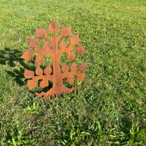 Lebensbaum Gartenstecker aus Metall in Edelrost Gartendeko rustikal Bild 4