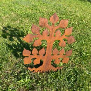 Lebensbaum Gartenstecker aus Metall in Edelrost Gartendeko rustikal Bild 5