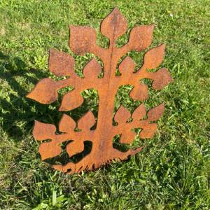 Lebensbaum Gartenstecker aus Metall in Edelrost Gartendeko rustikal Bild 6