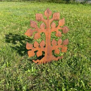 Lebensbaum Gartenstecker aus Metall in Edelrost Gartendeko rustikal Bild 8