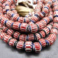 Chevron Perlen aus Java - rot mit schwarz und weiß - ganzer Strang - 58 Glasperlen Bild 4