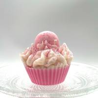 Pink Macaron Cupcake - Duftkerze - Duft nach Zuckerwatte Bild 1
