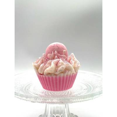 Pink Macaron Cupcake - Duftkerze - Duft nach Zuckerwatte