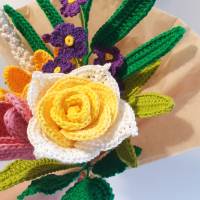 gehäkelter Blumenstrauß | Handgemachter Blumenstrauß gehäkelt | Geschenkidee Hochzeitstag | nachhaltiger Blumenstrauß Bild 10