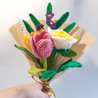 gehäkelter Blumenstrauß | Handgemachter Blumenstrauß gehäkelt | Geschenkidee Hochzeitstag | nachhaltiger Blumenstrauß Bild 5