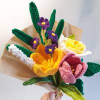 gehäkelter Blumenstrauß | Handgemachter Blumenstrauß gehäkelt | Geschenkidee Hochzeitstag | nachhaltiger Blumenstrauß Bild 6
