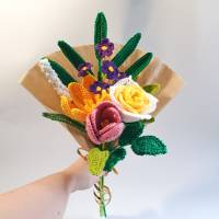 gehäkelter Blumenstrauß | Handgemachter Blumenstrauß gehäkelt | Geschenkidee Hochzeitstag | nachhaltiger Blumenstrauß Bild 7