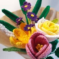 gehäkelter Blumenstrauß | Handgemachter Blumenstrauß gehäkelt | Geschenkidee Hochzeitstag | nachhaltiger Blumenstrauß Bild 8